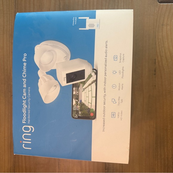 (New in Box) Ring Floodlight Security Camera and Chime Pro System in White - Picture 2 of 5